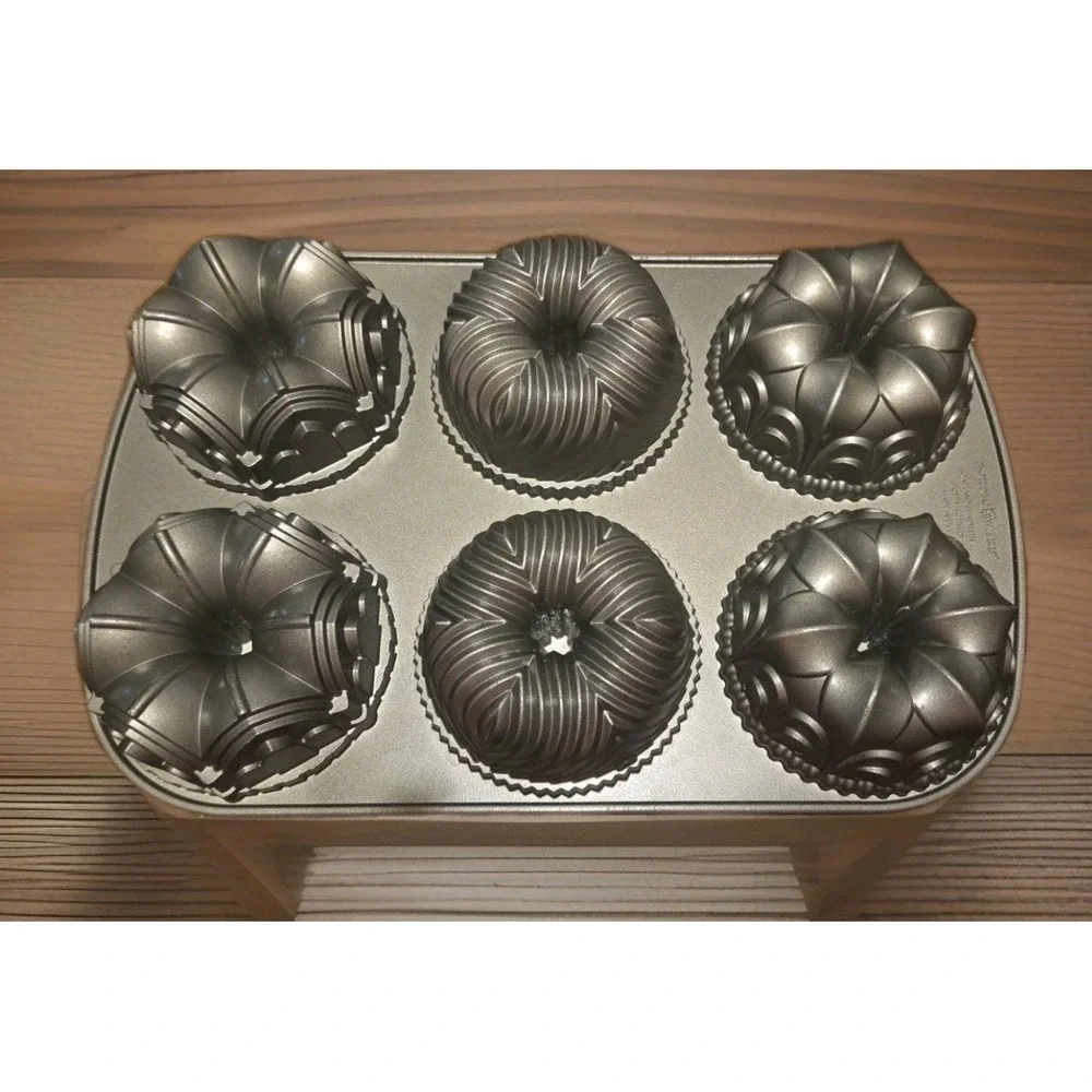 Nordic Ware Garland 6 Mini Bundt Cupcake Cakelet Pan Non-Stick Cast Aluminum USA
